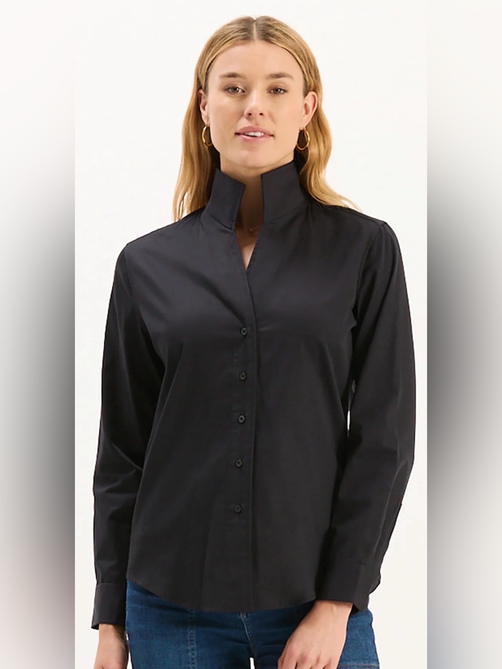 Tyler Boe Natalie Black M Stand-Collar Button-Front Women's Top Blouse NWT BEW
